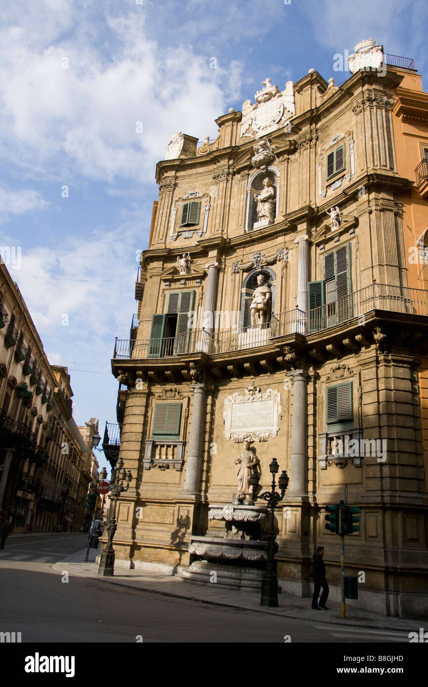 Majestätische Quattro Canti am Corso Vittorio Emanuele, Palermo, Sizilien, Italien, Europa Stockfoto