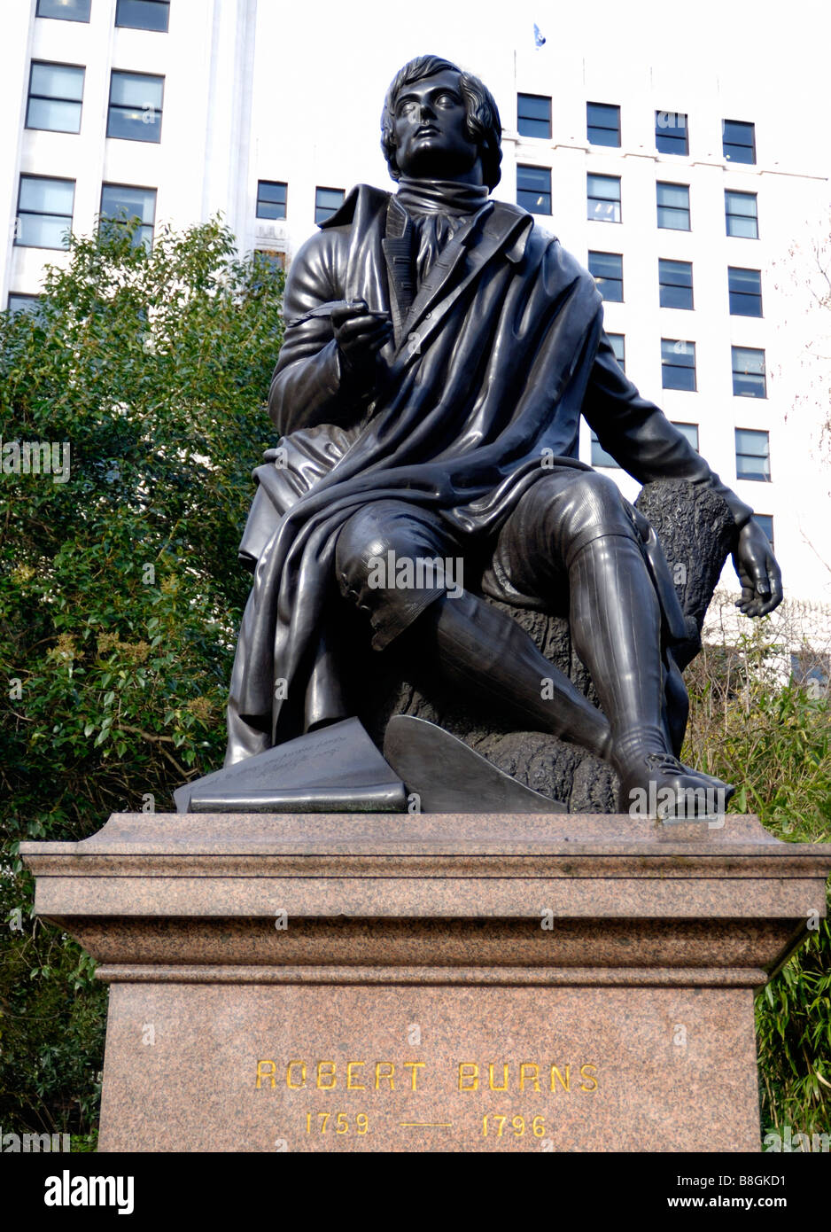 Statue von Robert Burns London Stockfoto