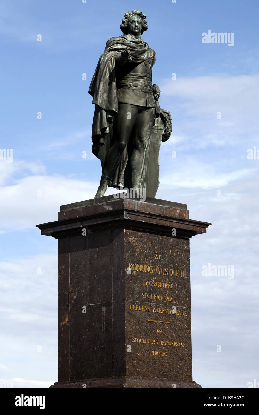Statue von König Gustav III., Stockholm, Schweden Stockfoto