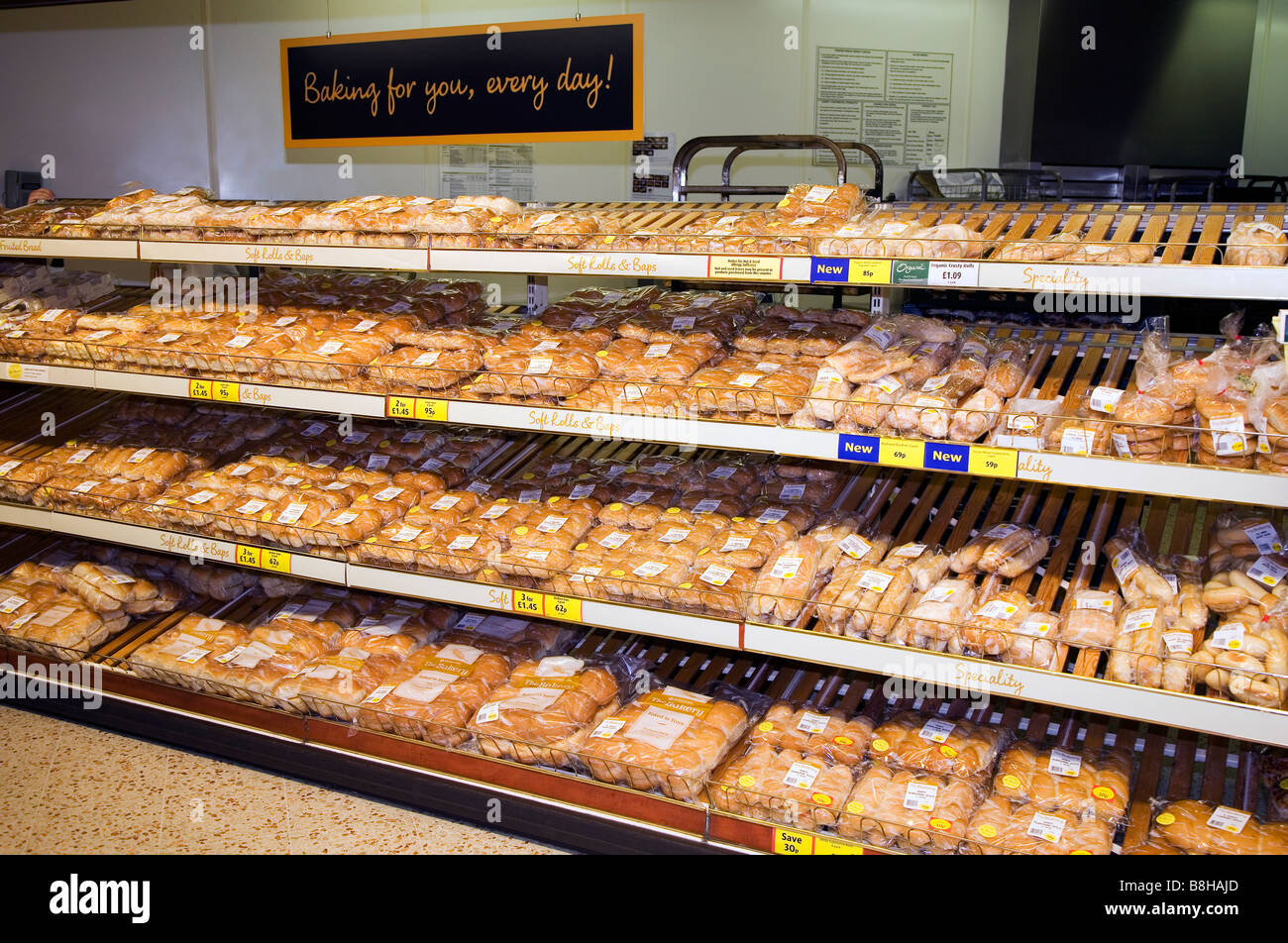 Supermarkt Brot Zähler Stockfoto