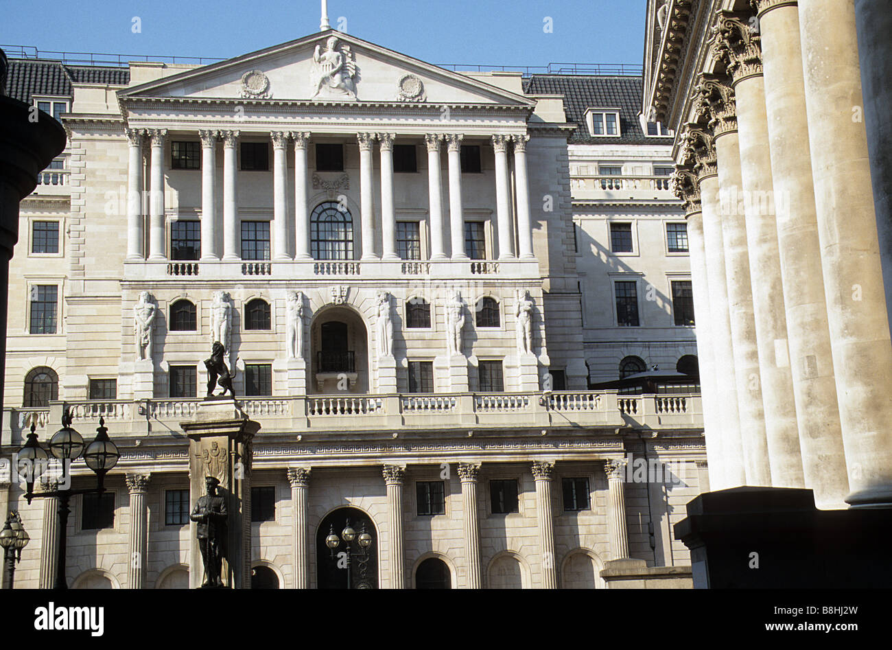 Bank of England, Threadneedle Street, London EC2. Main, Süd-Höhe. Stockfoto