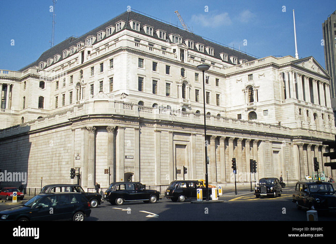 Bank of England, Threadneedle Street, London EC2. Von Südwesten gesehen. Stockfoto