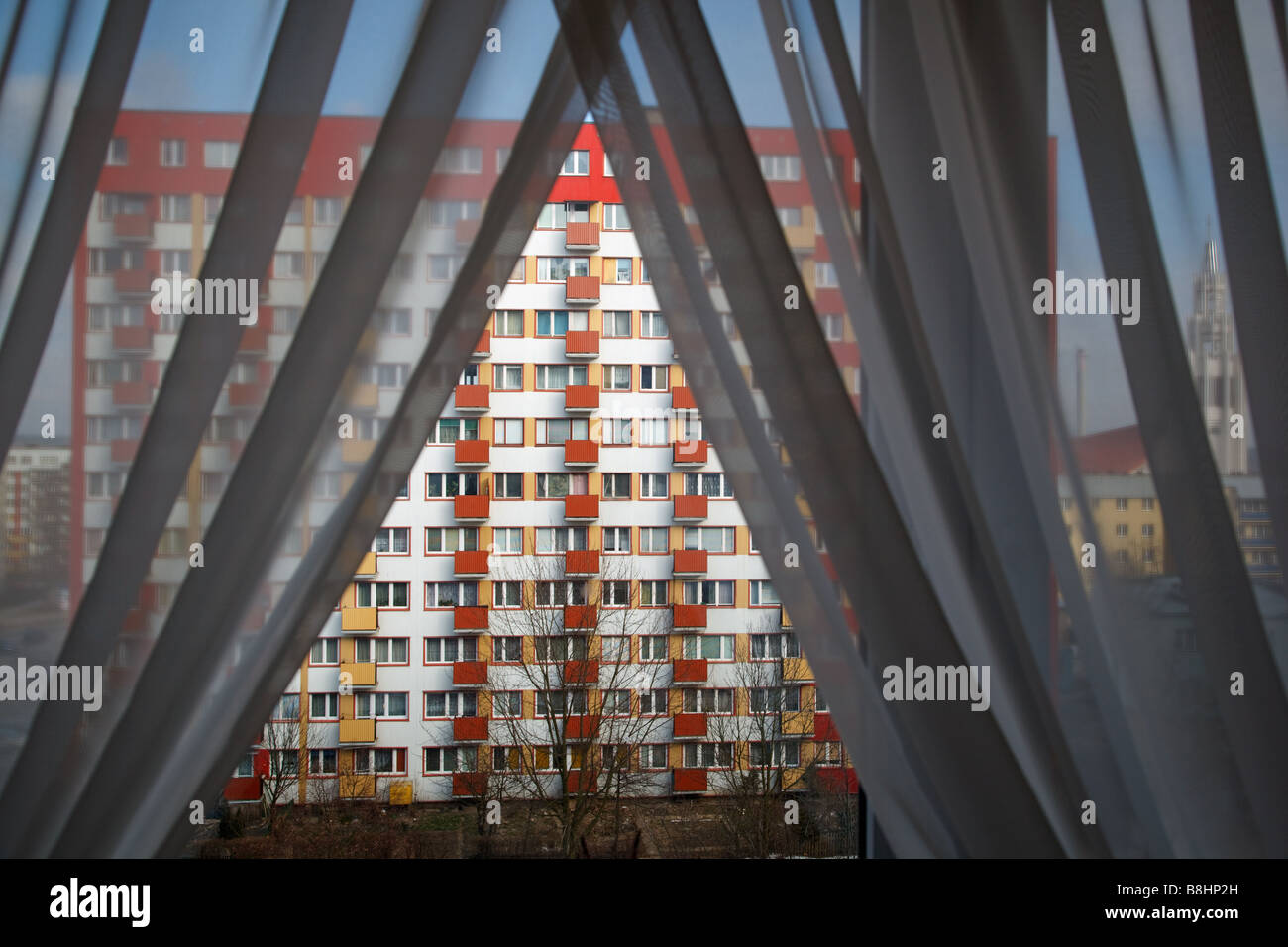 Sozialistischen Highrise Blocks vom Ende der 70er Jahre in Bialystok in Ostpolen Stockfoto