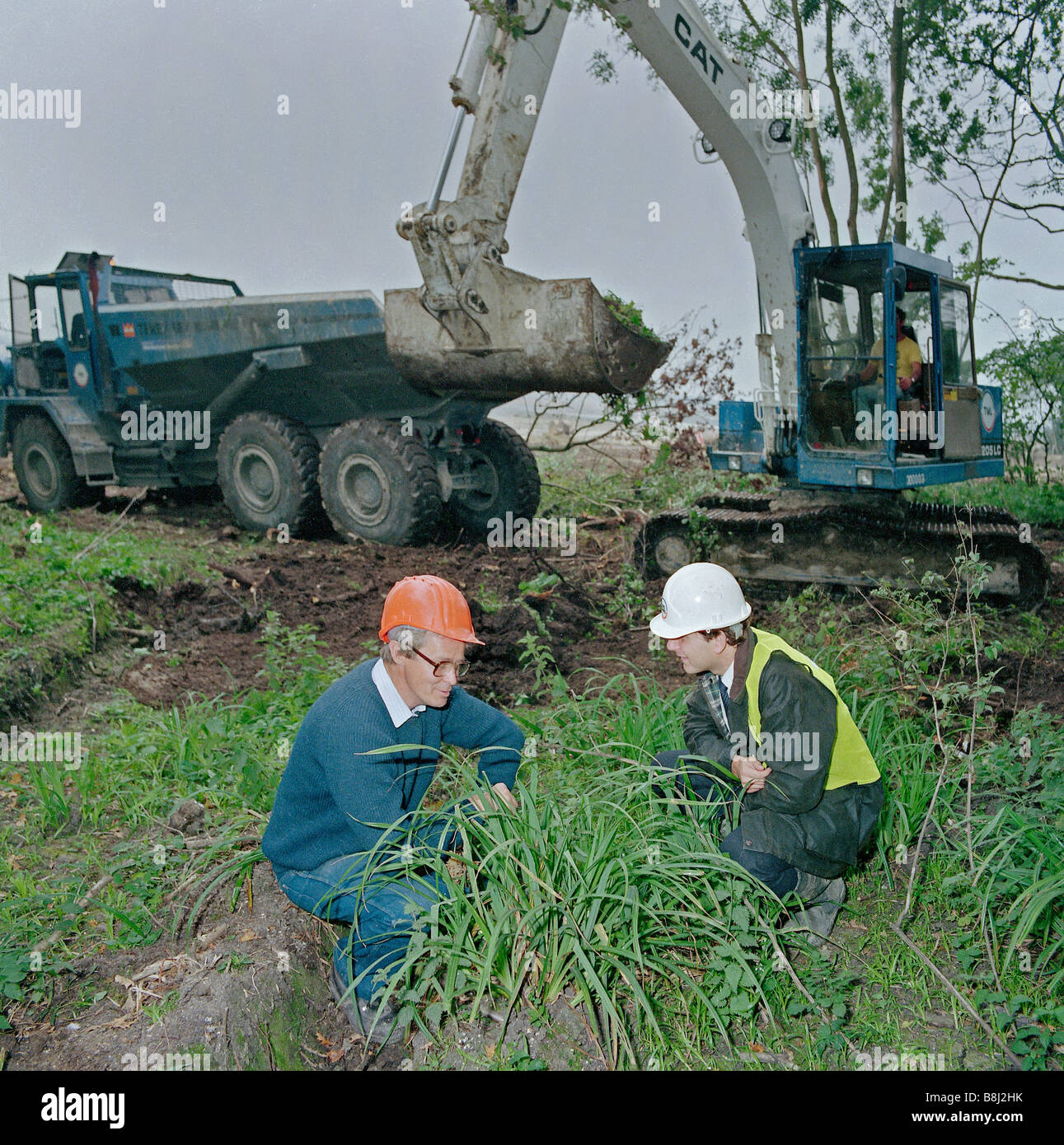 Eurotunnel Umgebungsdaten entfernen einen Teil der alten Wald von der UK-Terminal-Website für Wiederaufforstung nach Abschluss Arbeit. Stockfoto