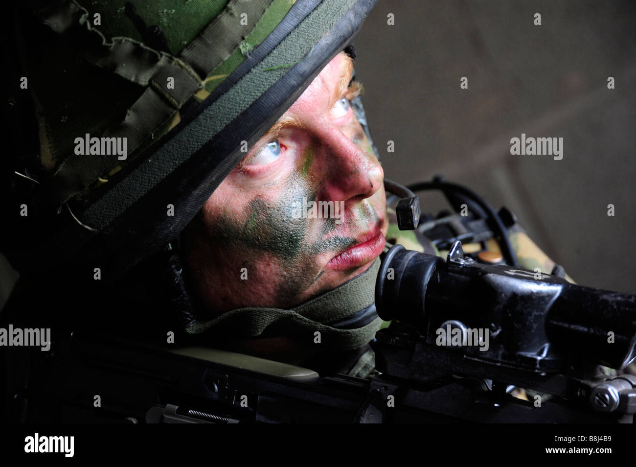 Britische Armee Soldat training für Krieg Stockfoto