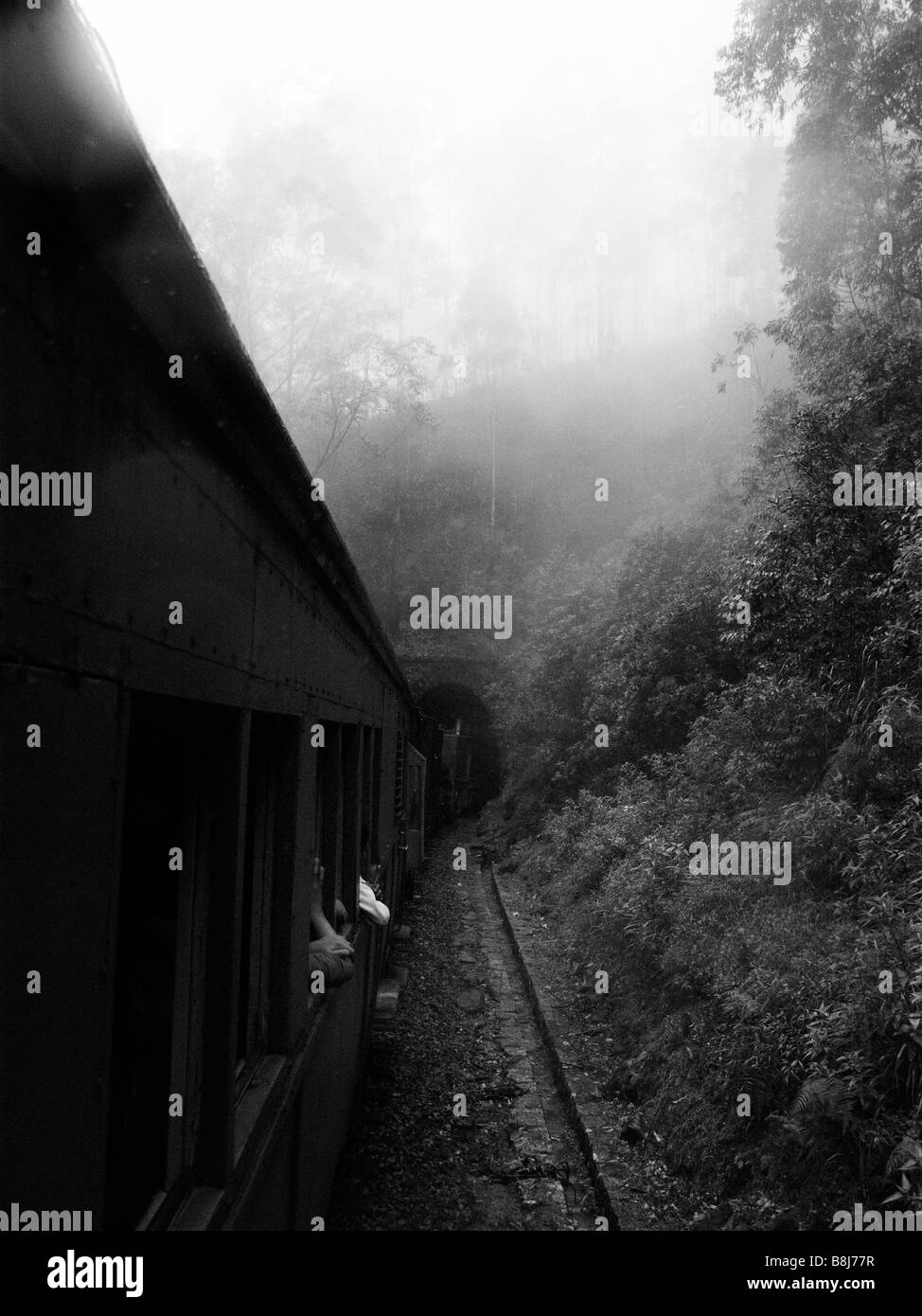 Zug in Tunnel, wie es durch Sri lank Reisen. Stockfoto