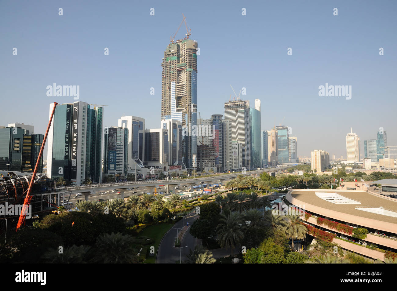 Die Sheikh Zayed Road in Dubai, Vereinigte Arabische Emirate Stockfoto