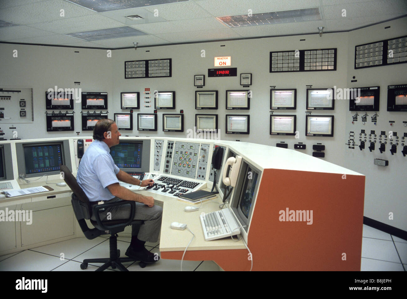 Kernreaktor-Kontrollraum im Idaho National Engineering Lab mitten in der Wüste zwischen Arco und Idaho Falls, Idaho Stockfoto