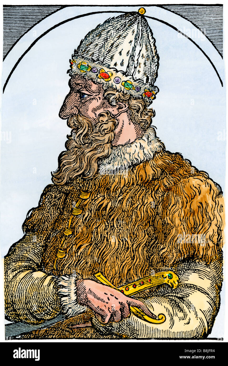 Iwan III. bekannt als Iwan der Große Grand Prince von pekingenten. Hand - farbige Holzschnitt Stockfoto