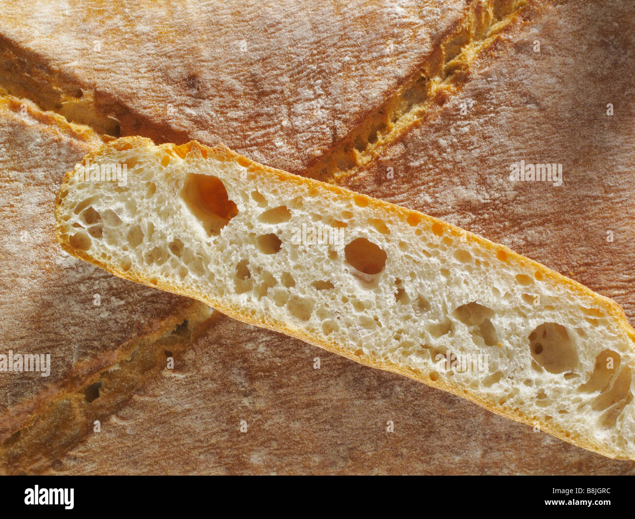 In Scheiben frisches Brot Ciabatta Stockfoto