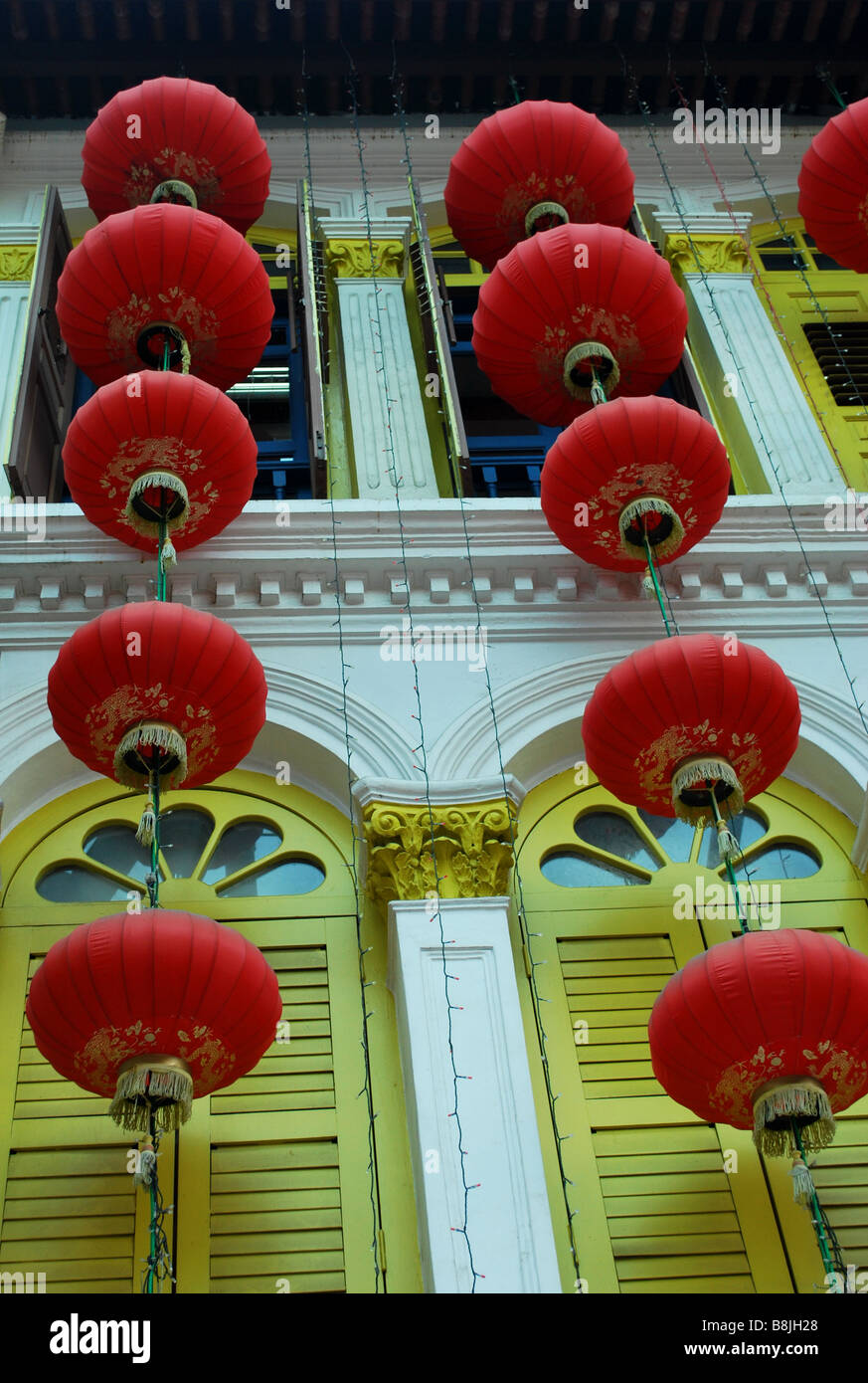 Roten Lampions im chinesischen Viertel Singapur hautnah Stockfoto