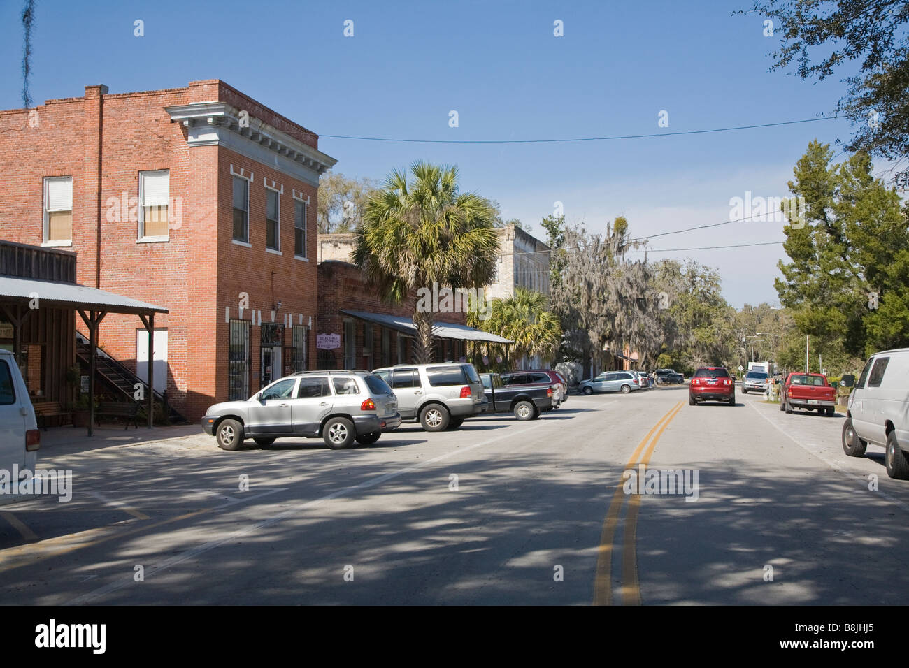 NW-Seminar Avenue im Historic District, gelistet im National Register of Historic Places im Micanopy Florida Stockfoto