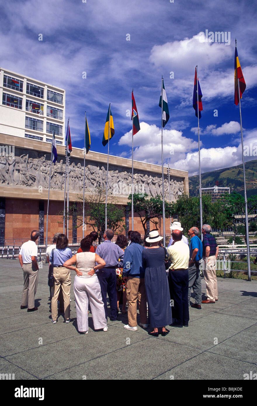 Leute, Touristen, Tour Guide, geführte Tour, Legislative Palace, Quito, Provinz Pichincha, Ecuador, Südamerika Stockfoto