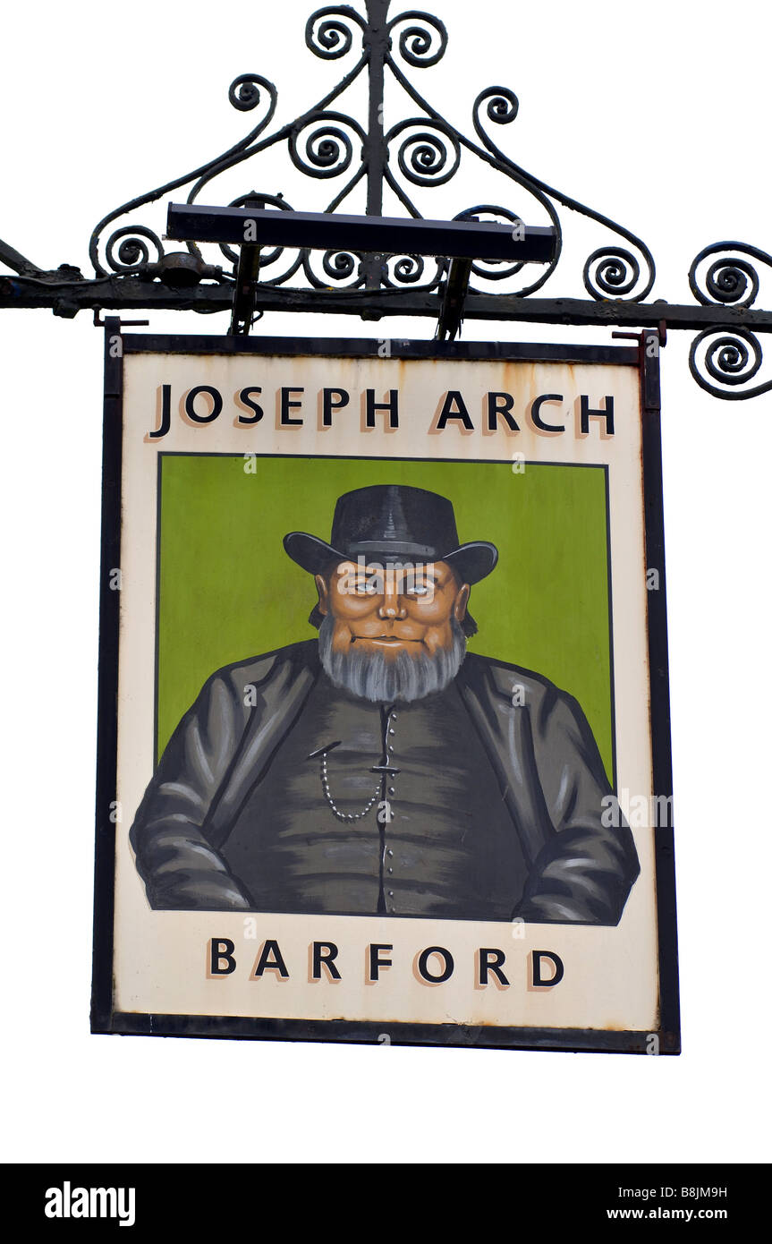 Joseph Arch Pub Schild, Barford, Warwickshire, England, UK Stockfoto