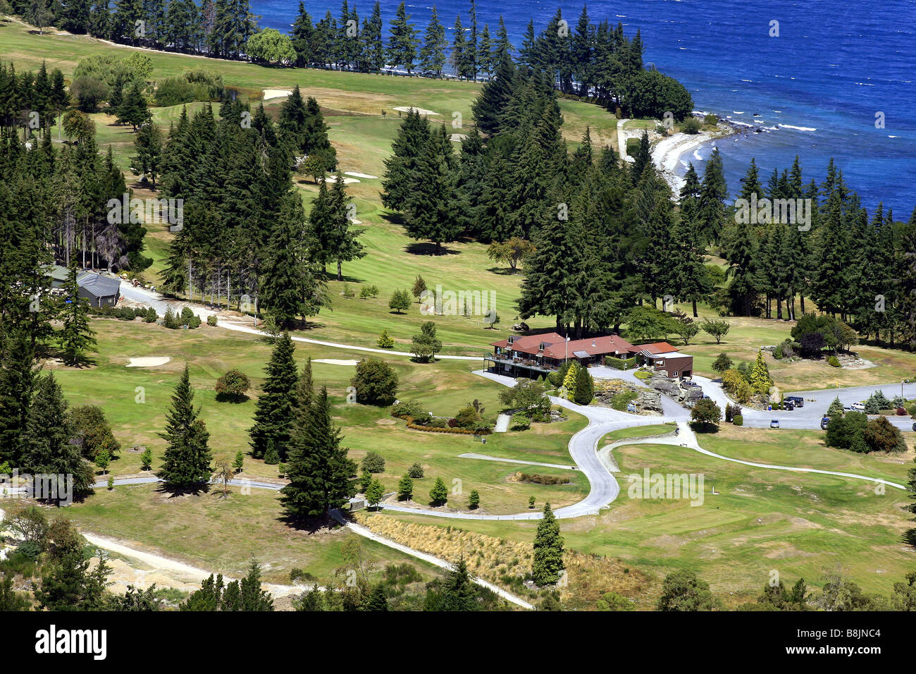 Blick auf den Kelvin Heights Golf Course in Queenstown, Neuseeland Stockfoto