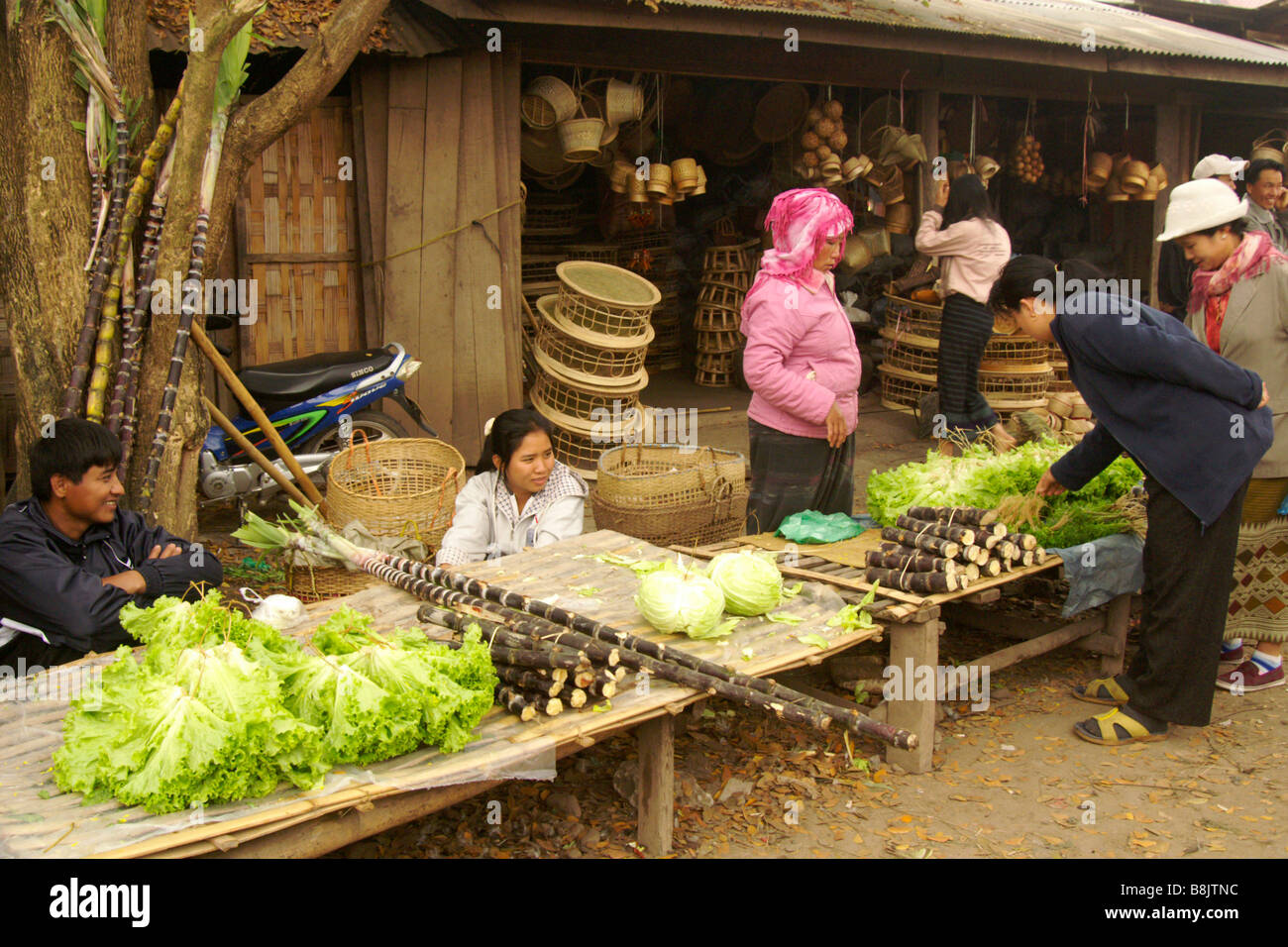 Muang Sing-outdoor-Markt, Namtha Region des nördlichen Laos Stockfoto