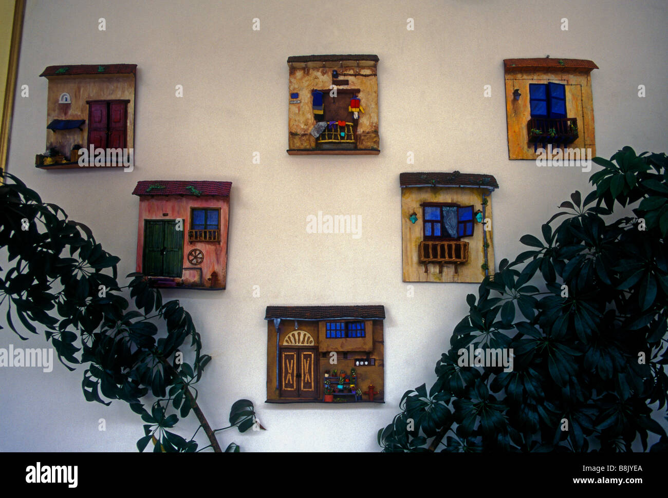 Artwork, Terrasse, Innenhof, Home, Quito, Provinz Pichincha, Ecuador, Südamerika Stockfoto