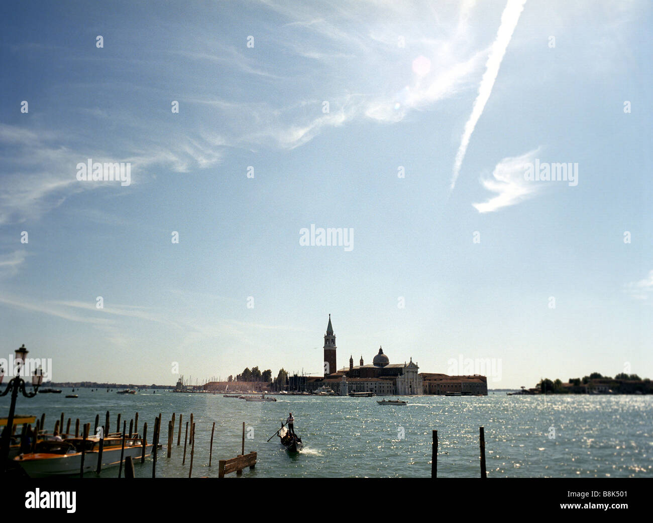 Blick über die Lagune in Venedig von der Einfahrt zum Canal Grande Stockfoto