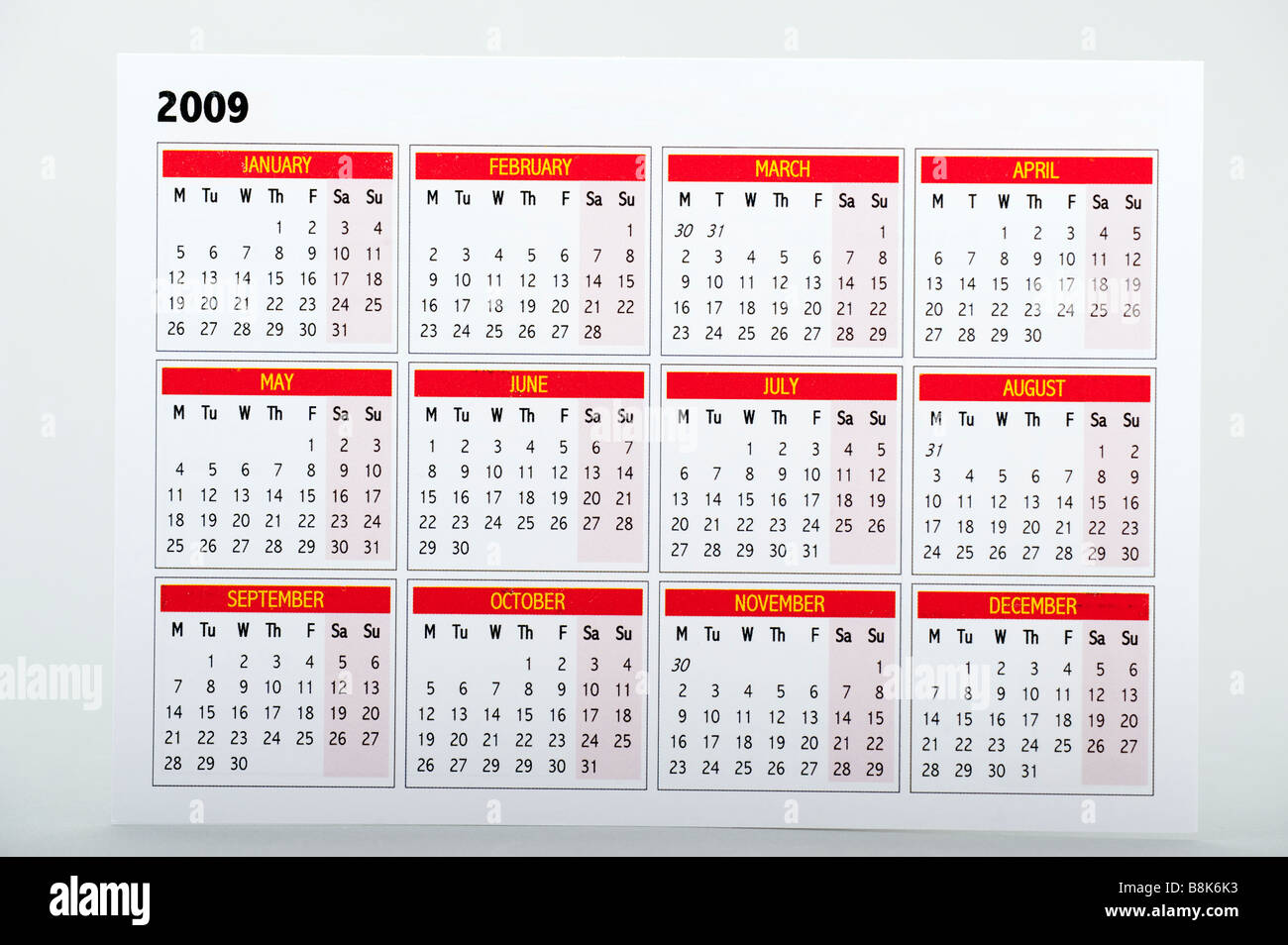 Kleine Kalender 2009 Karte Stockfoto