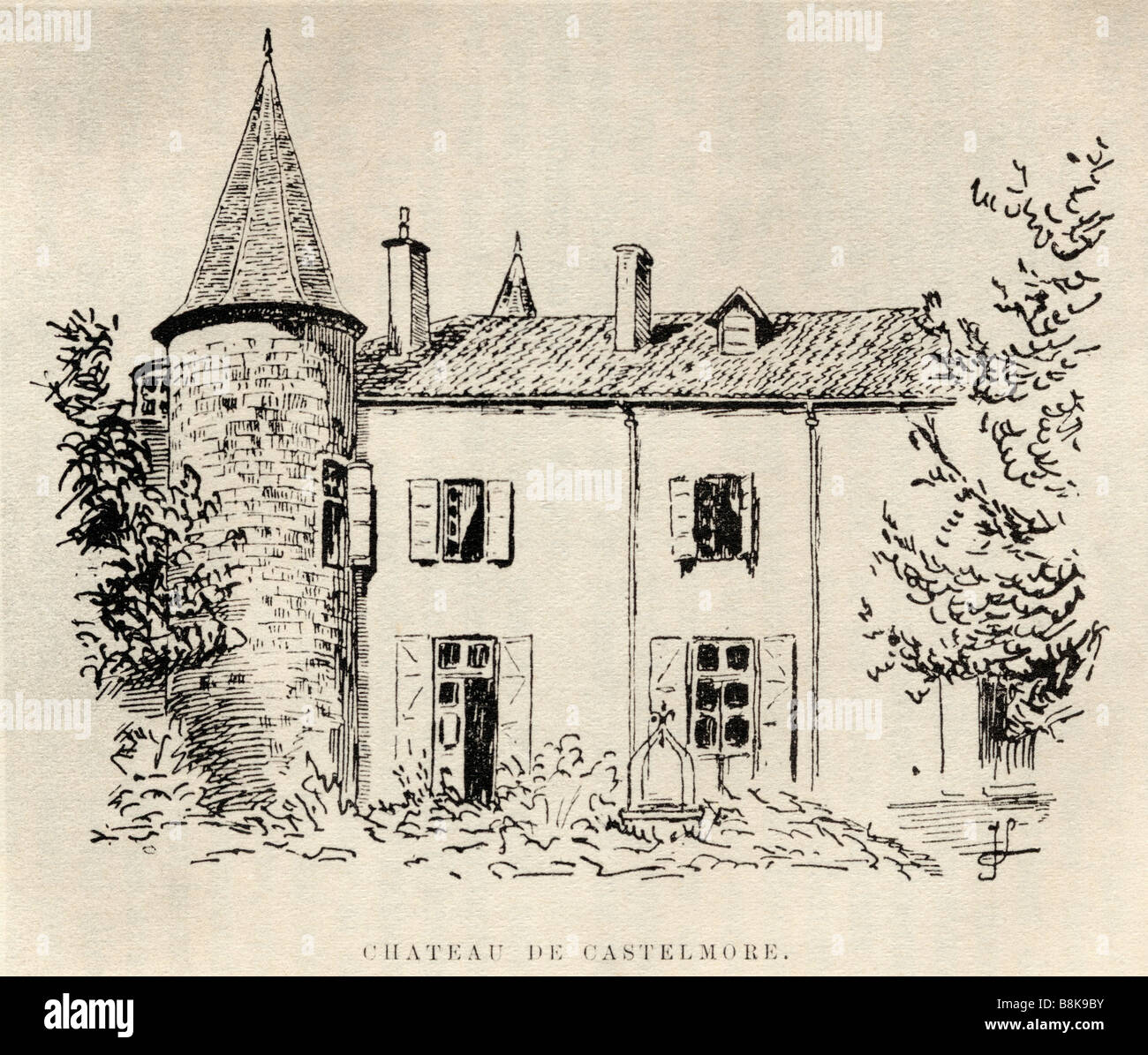 Chateau de Castelmore. Haus, in dem Charles de Batz Castelmore Comte d'Artagnan geboren wurde. Stockfoto