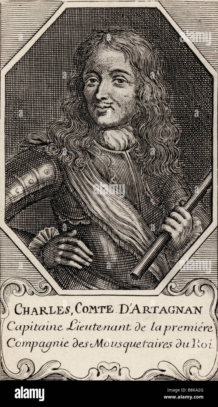Charles de Batz Castelmore, Comte d'Artagnan, 1611 - 1673. Hauptmann der Musketiere der Garde für Louis XIV. Stockfoto