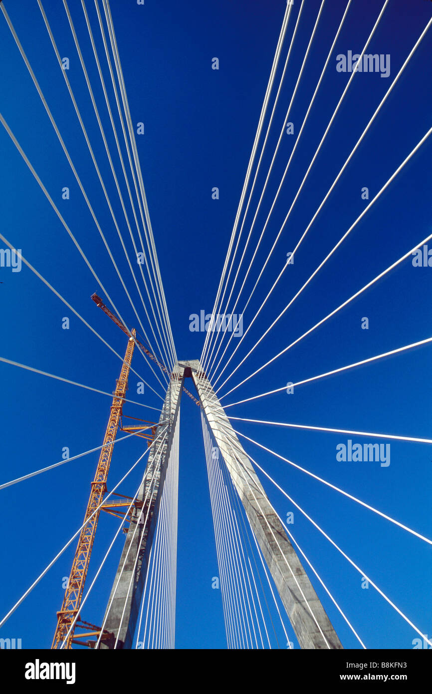 Bau der Cooper River Bridge, Charleston, South Carolina. Stockfoto