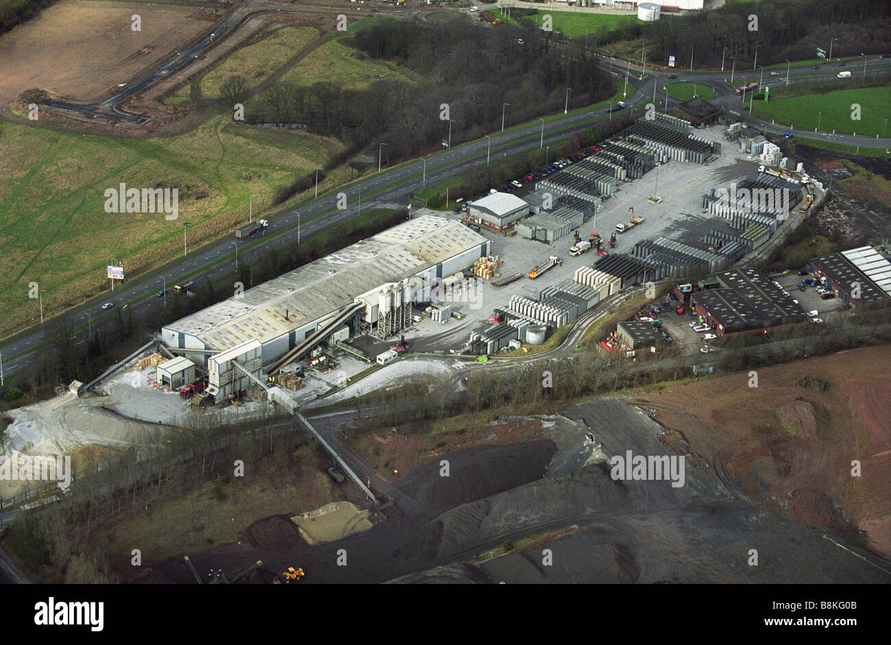 Luftaufnahme von Tarmac Topblock Firmengelände am Hilton Cannock Straße Cannock Road Wolverhampton WV10 7HP Stockfoto