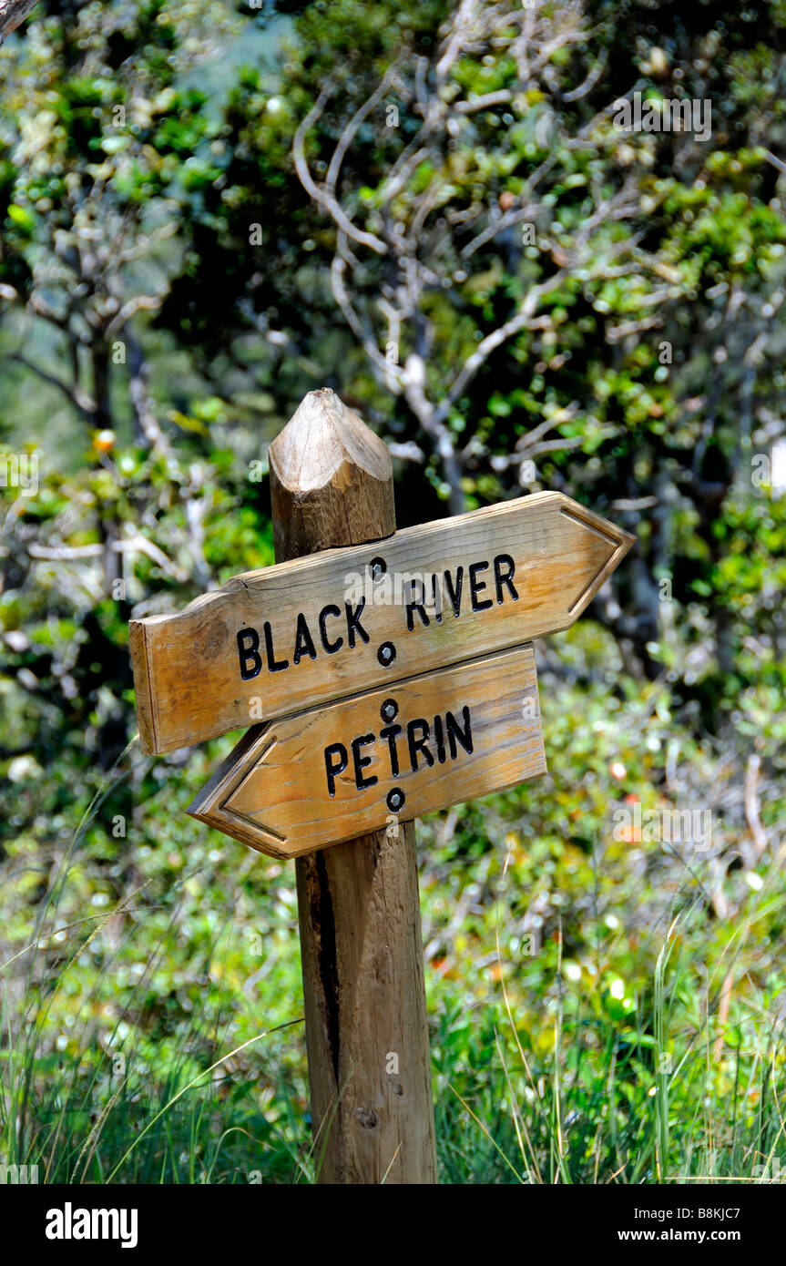 Wegweiser, Black River Gorges National Park, Mauritius Insel Stockfoto