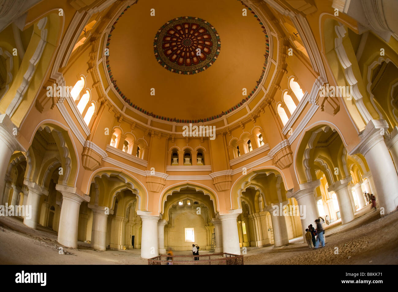 Indien Tamil Nadu Madurai Tirumalai Nayak Palast Naktsala Tanz Hall Decke Fisch Vogelperspektive Stockfoto