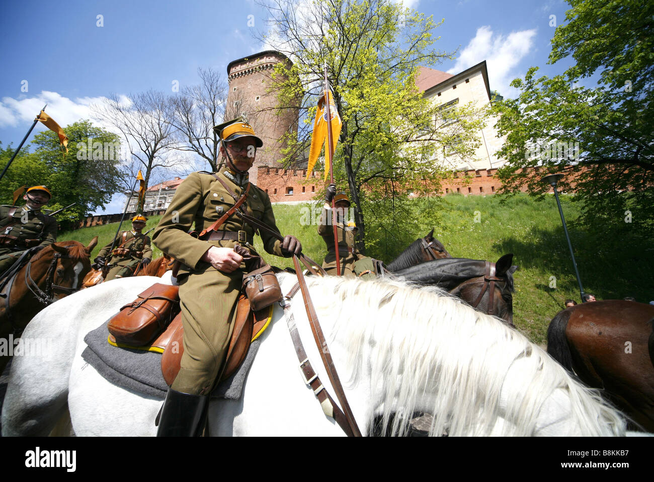 MILITÄRISCHE Prozession am WAWEL Krakau Polen Krakau Polen 3. Mai 2007 Stockfoto