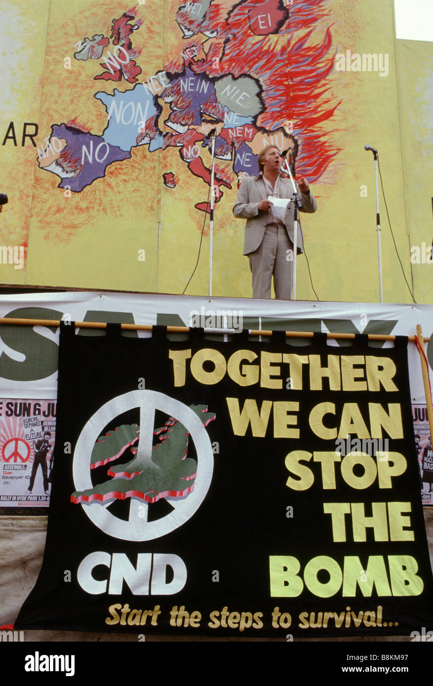 London UK 7. Juni 1982 Arthur Scargill Führer der National Union of Mineworkers spricht an einer Kampagne für nukleare Abrüstung Stockfoto