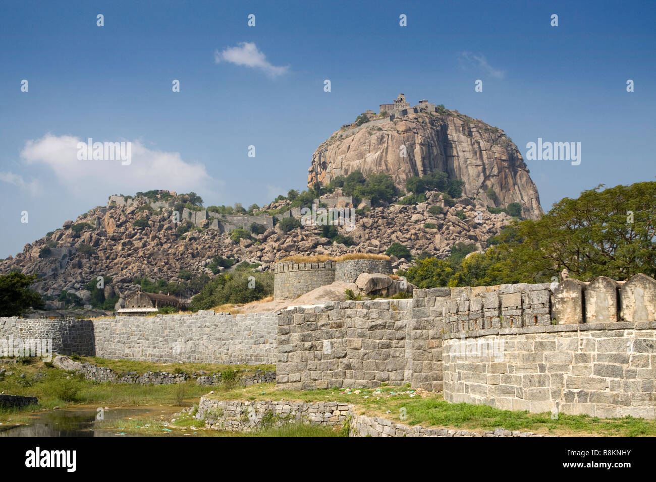 Indien-Tamil Nadu Gingee Fort Rajagiri Bergfestung Stockfoto