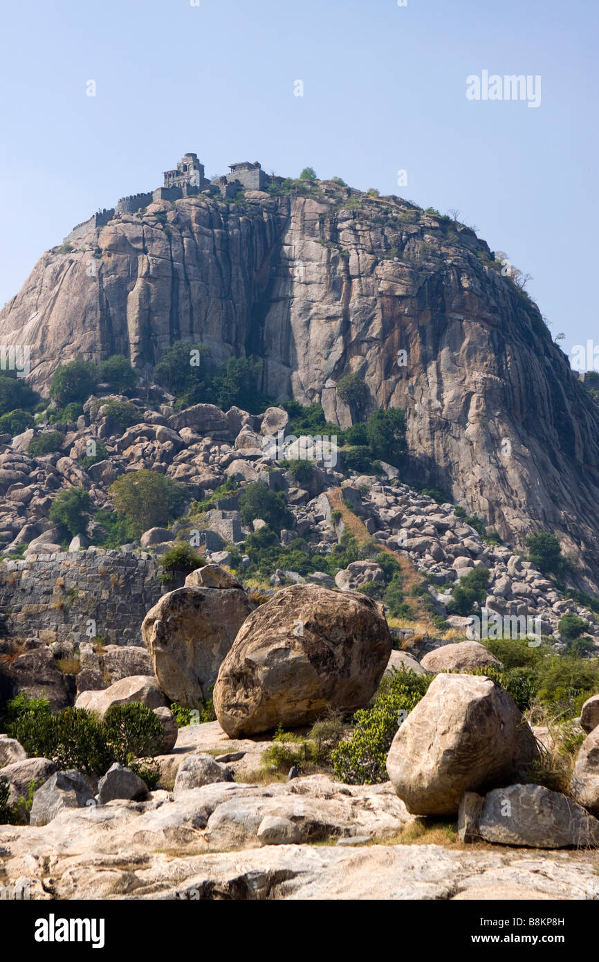 Indien-Tamil Nadu Gingee Fort Rajagiri Fort Vellore Tor Stockfoto