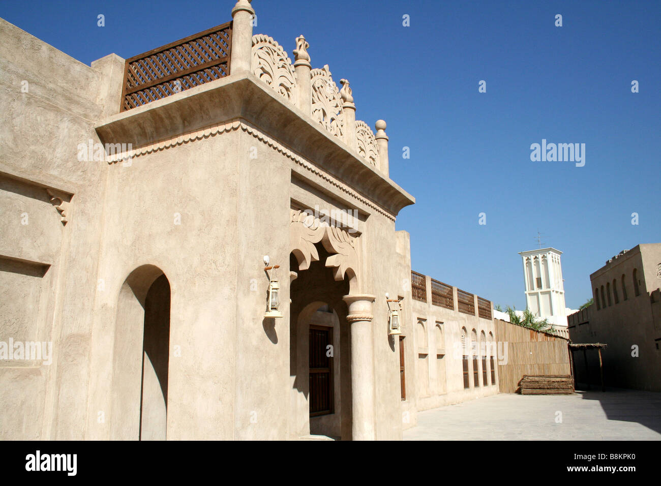 Denkmalgeschützten Gebäude im historischen Bastakia in Bur Dubai in Dubai in den Vereinigten Arabischen Emiraten Stockfoto