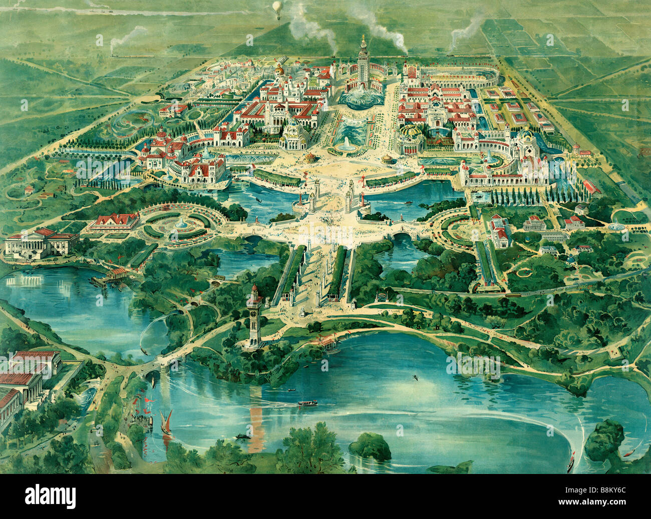 Birdseye-Blick auf die Pan-American Exposition, Buffalo, 1.Mai bis 1. November 1901. Stockfoto