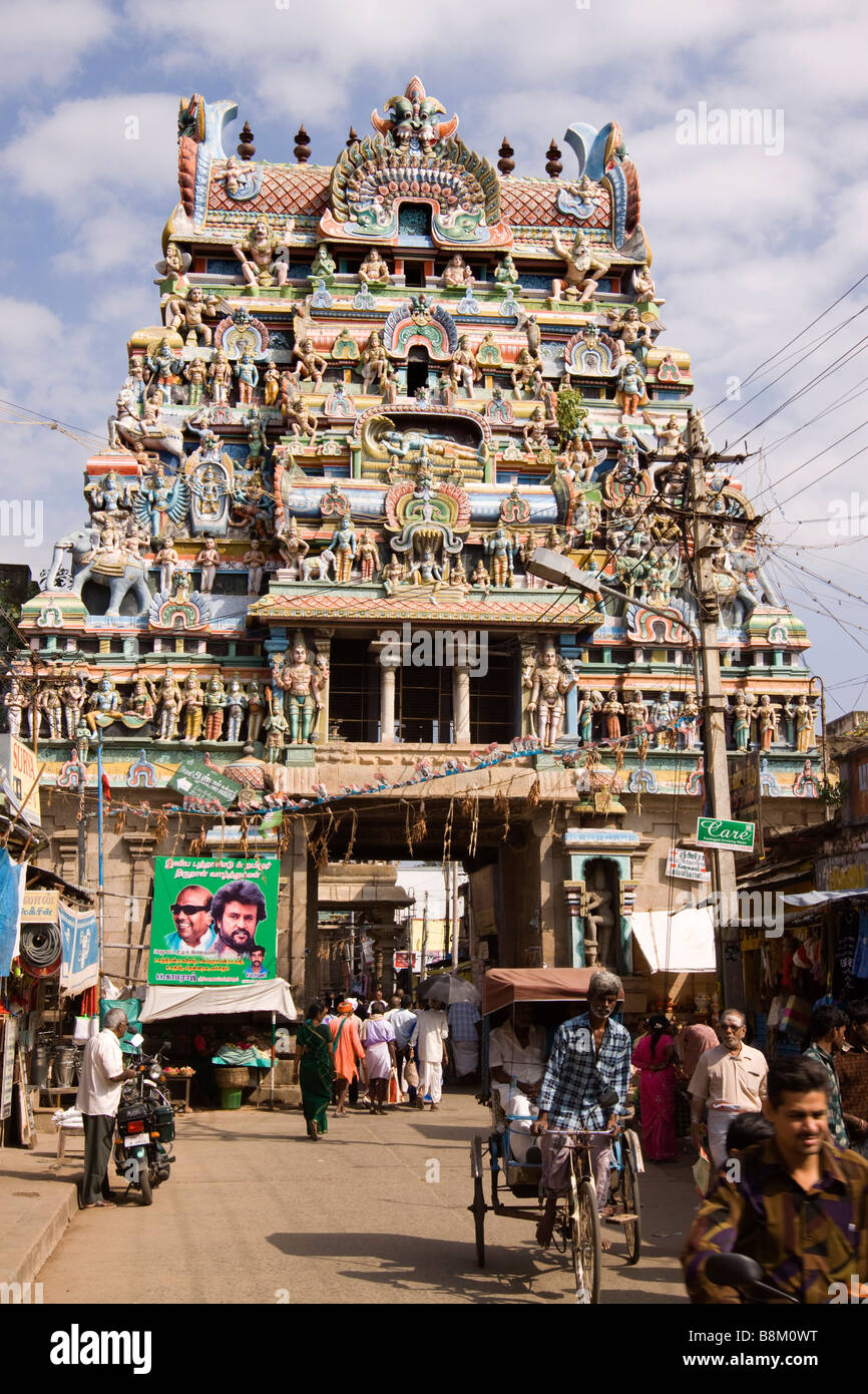 Indien-Tamil Nadu Tiruchirappalli Sri Ranganasthwamy Tempel 5. Gopuram Agalangan Thiru Veedhi Stockfoto
