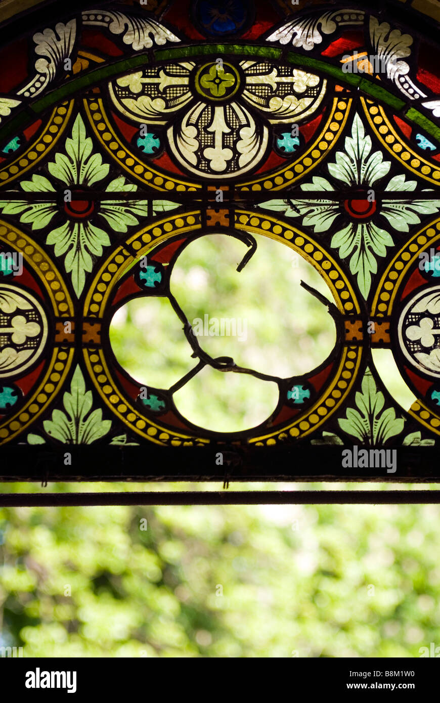 Der Glasmalerei im übrigen ein Mausoleum in Burg Friedhof von Banska Bystrica Stockfoto