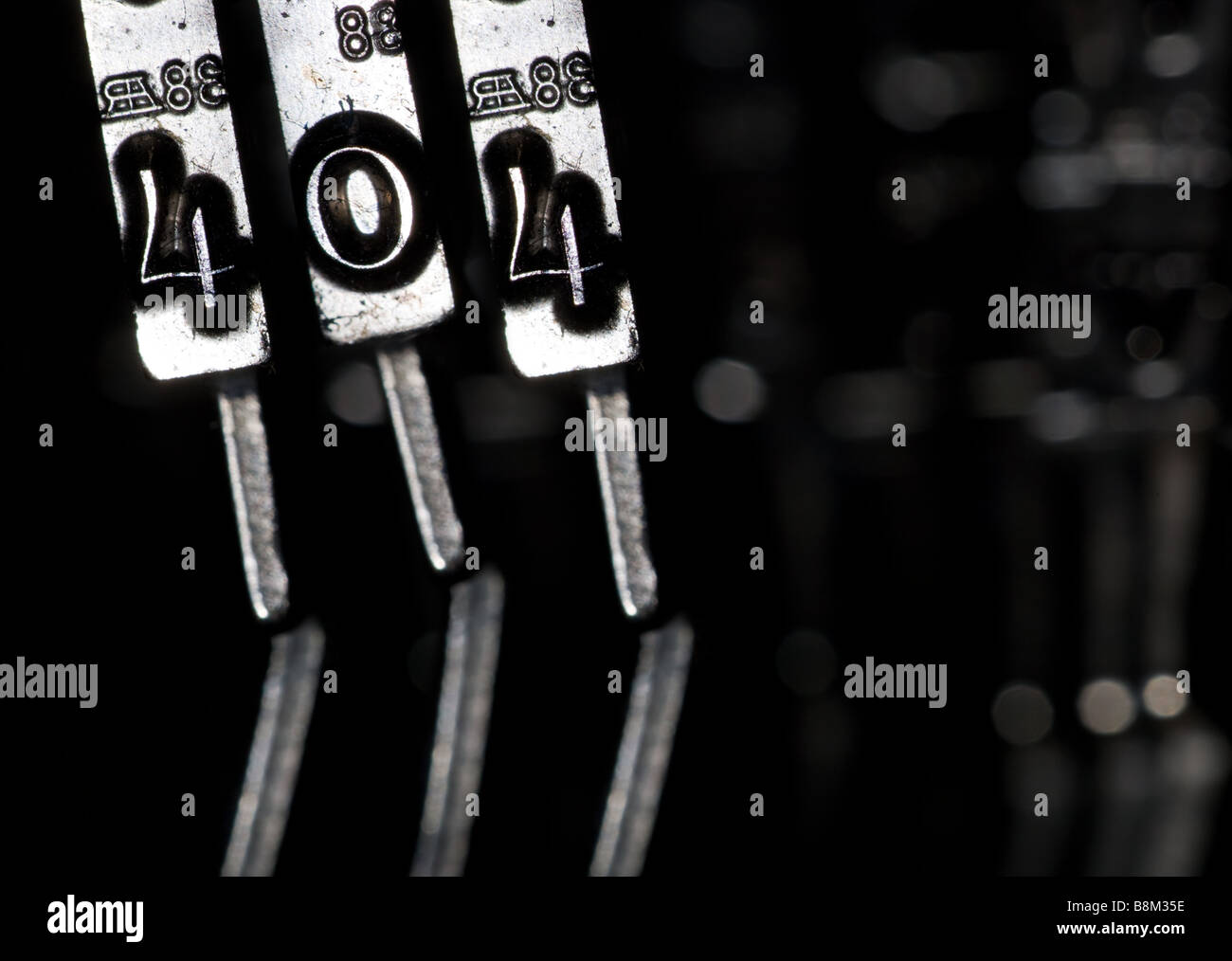 Fehler 404. 404 komponiert von Keys Vintage Schreibmaschine Stockfoto