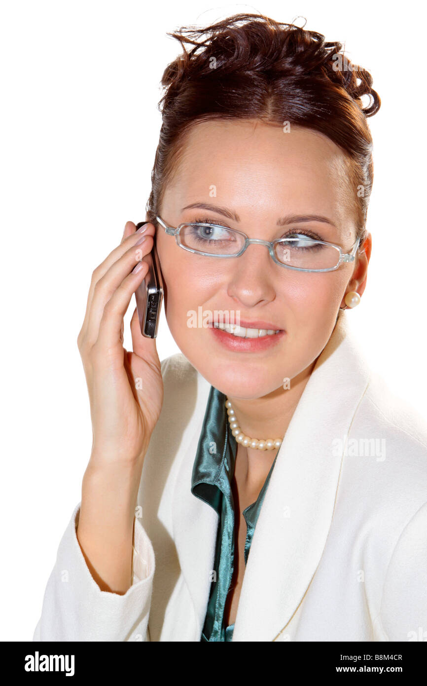 Geschaeftsfrau Telefoniert Mit Dem Handy, Business-Frau mit Handy Stockfoto