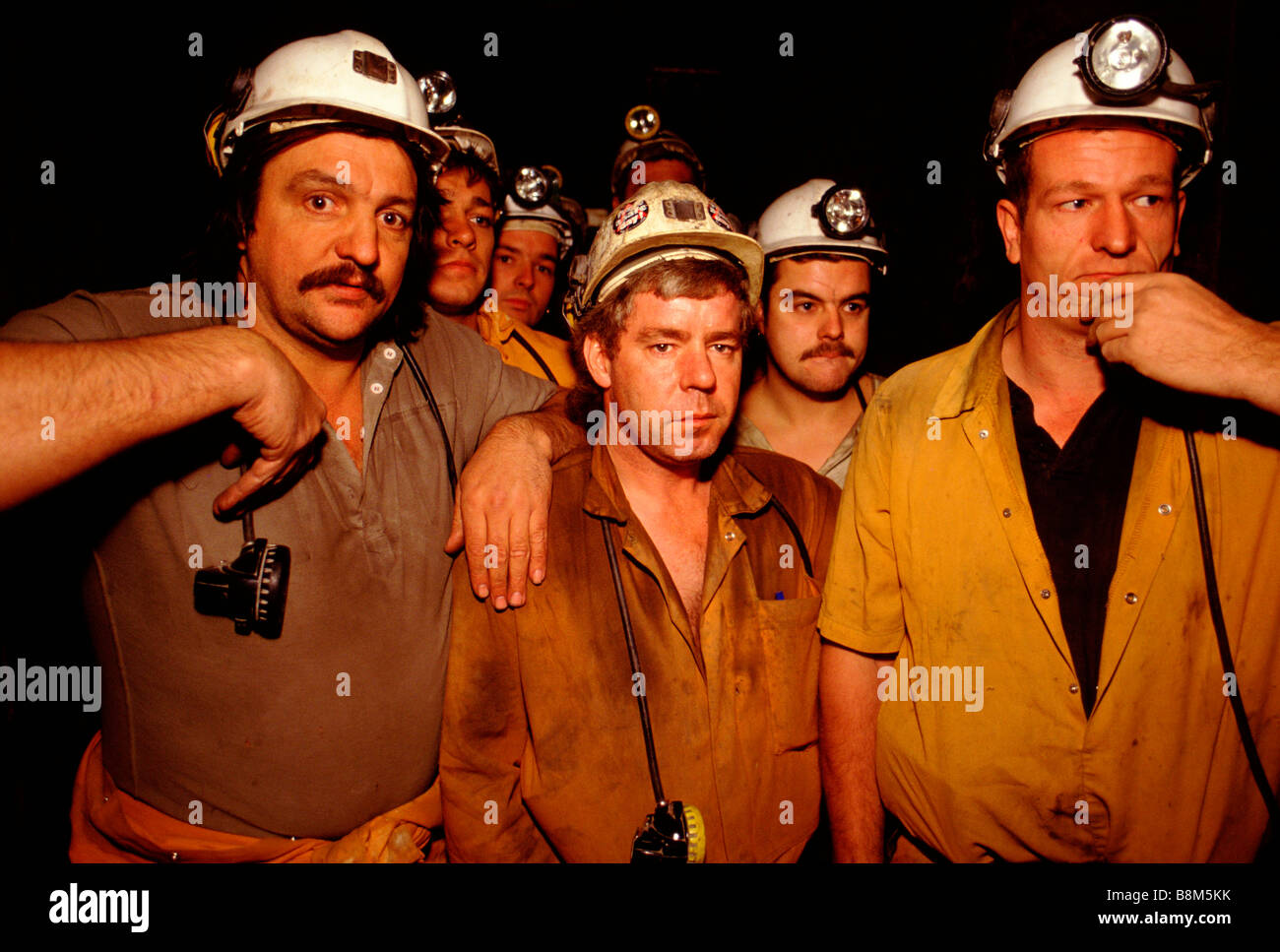 Als Zeche Derbyshire UK Bergleute bei als Zeche 1992 die Mine von Schließung bedroht ist Stockfoto