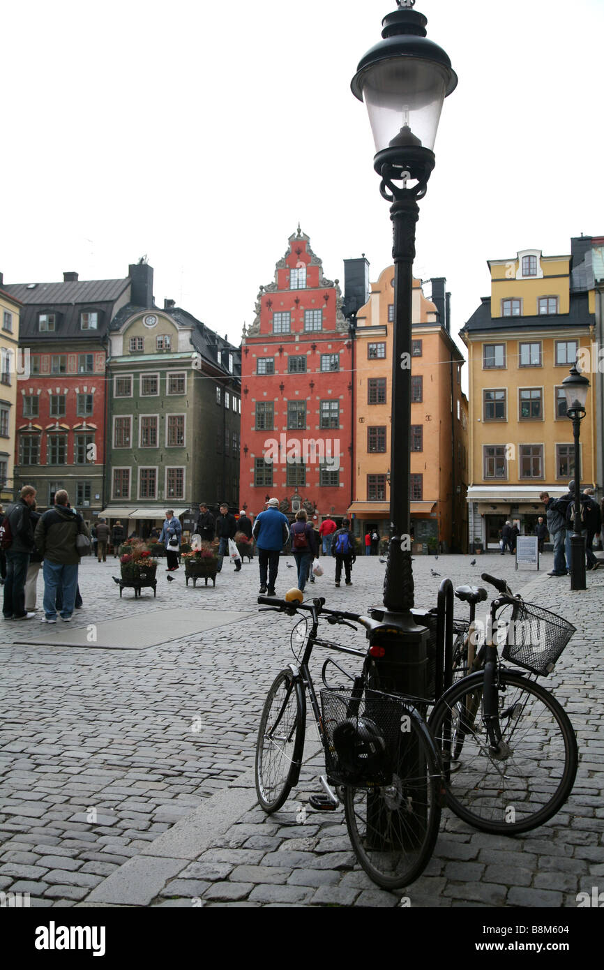 Bunte Häuser, Stortorget, Gamla Stan, die Altstadt von Stockholm, Schweden Stockfoto