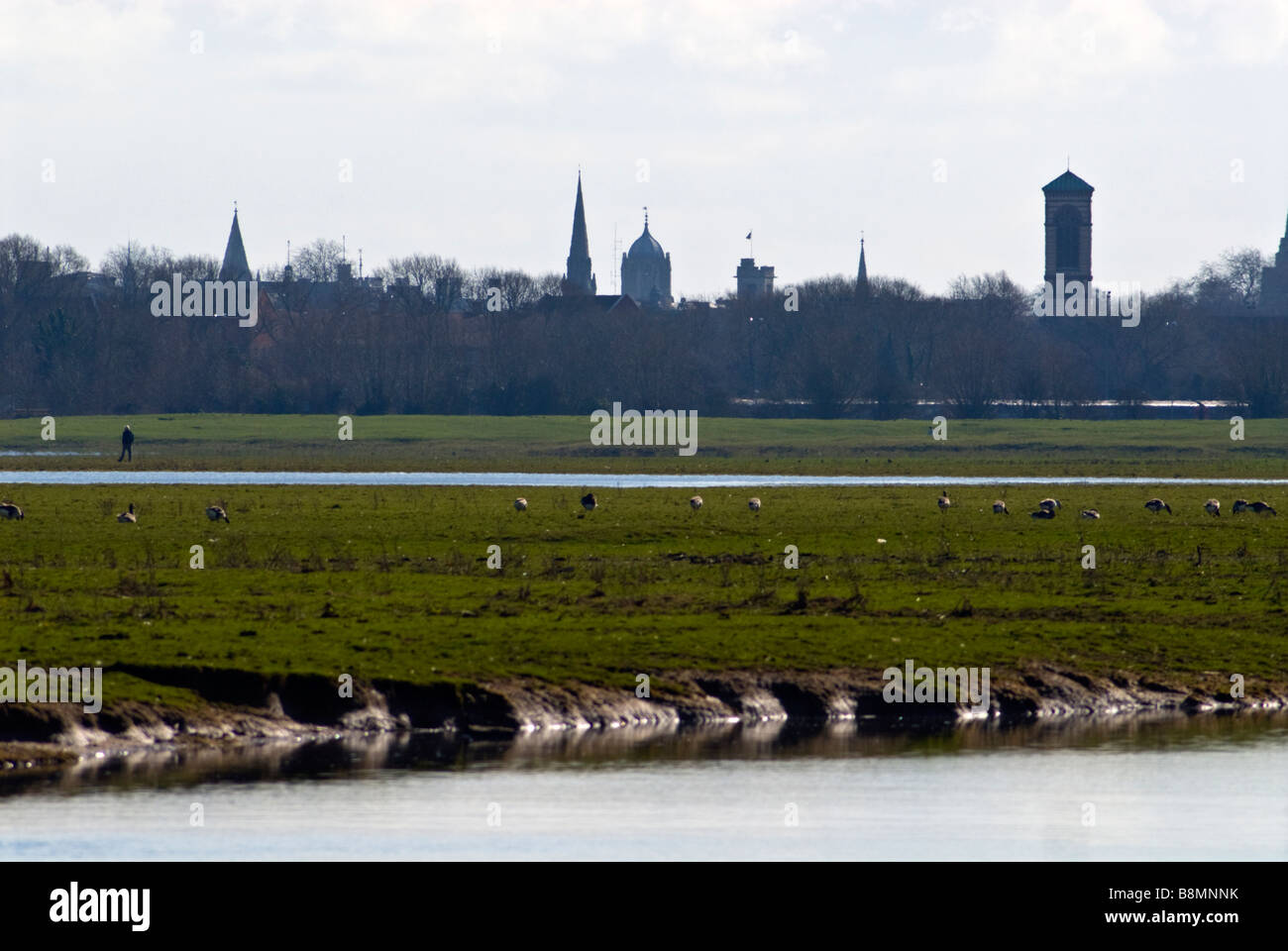 Oxford City Skyline aus Port Wiese gesehen Stockfoto