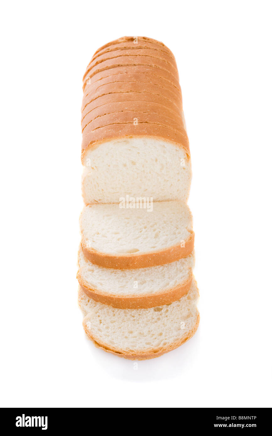 In Scheiben geschnittene Brot isoliert auf weißem Hintergrund Stockfoto