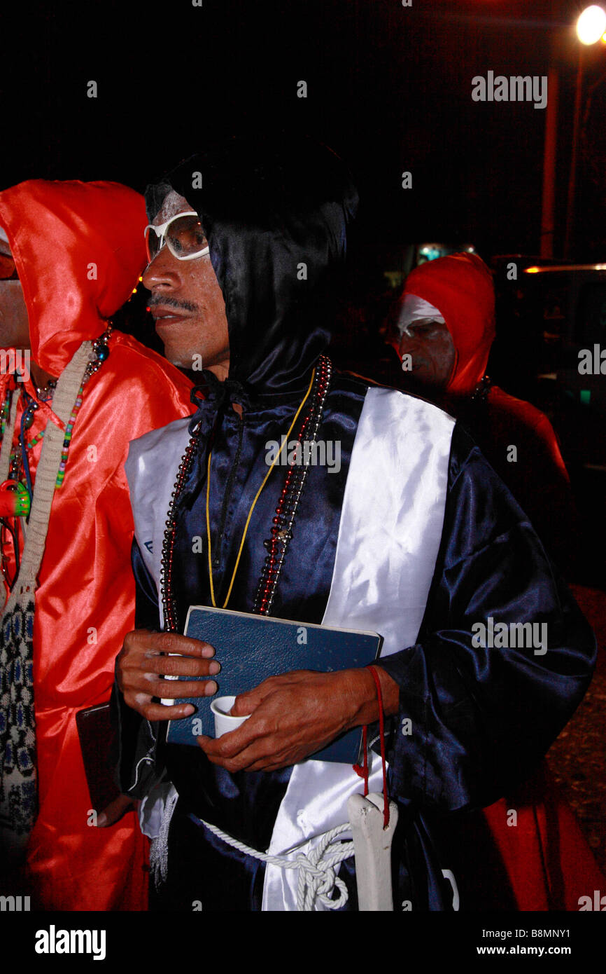 Mann in Tracht während einer Parade in der Karneval von Barranquilla, Atlantico, Kolumbien, Südamerika Stockfoto