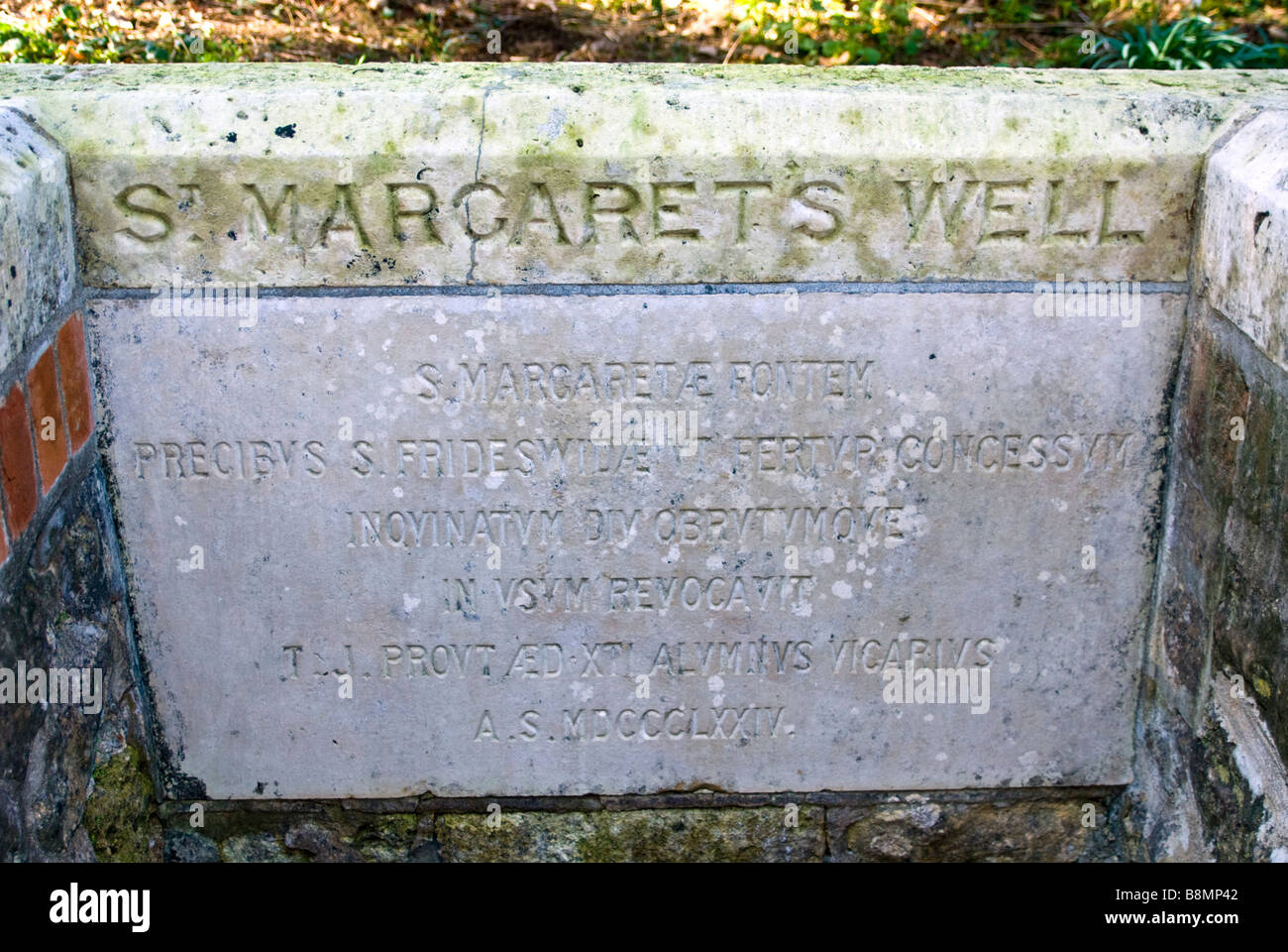 Inschrift an der St. Margaret Brunnen, Binsey, Oxford, England Stockfoto