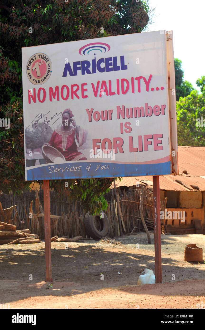 Africell Billboard, The Gambia "Westafrika" Stockfoto