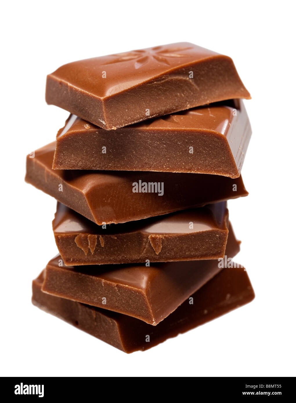 Stapel von Schokoladenstücke closeup Stockfoto