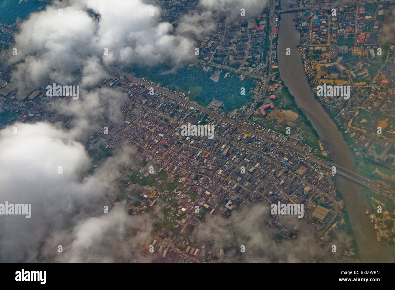 Lagos, Nigeria die bevölkerungsreichste Stadt ist berühmt für seine Staus, genannt "Go slow." Stockfoto