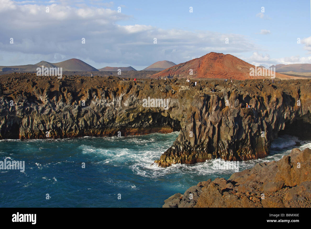 Vulcanic Klippe Küste von Los Hervideros, Kanarische Inseln, Lanzarote Stockfoto