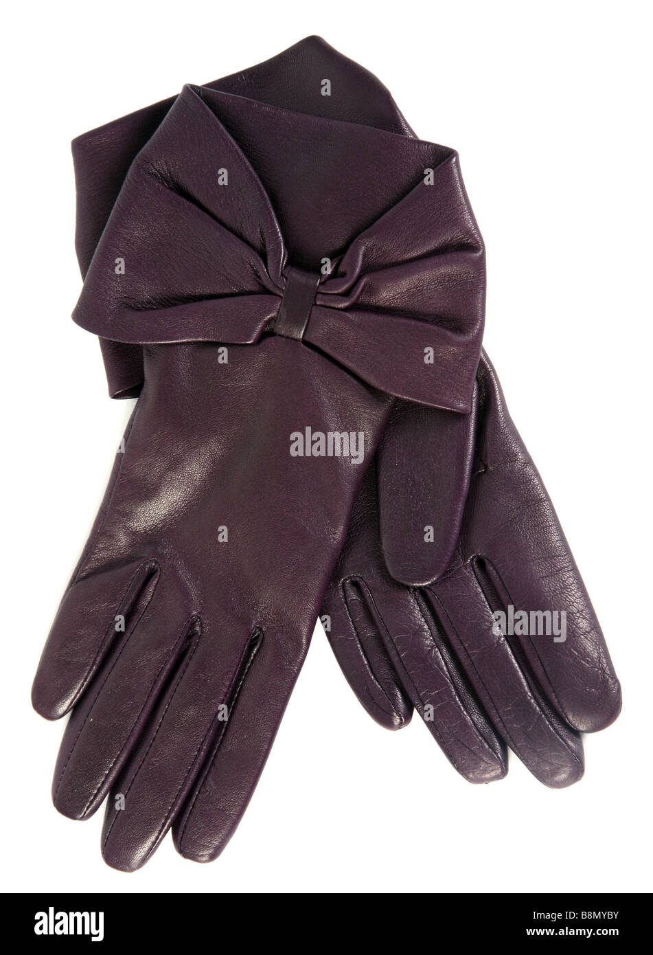 Braune weibliche Handschuh Zubehör auf weißem Hintergrund Stockfoto